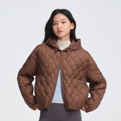 波司登 秋冬宽松休闲菱形绗线连帽短款保暖羽绒服外套