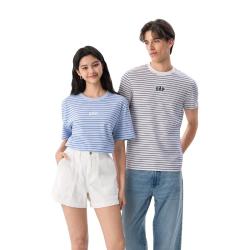 Gap 男女装2025夏季logo条纹纯棉短袖T恤常规上衣美版768022 浅蓝色条纹 L 美码 XL亚洲码185/104A