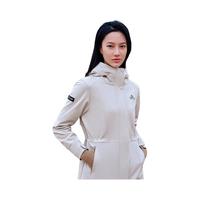 伯希和软壳衣女加绒外套秋冬防风保暖夹克防泼水收腰连帽户外登山服 米白色 S