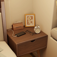 尚馨阁 实木床头柜简约现代卧室储物柜北欧家用小型床边置物架收纳柜1910