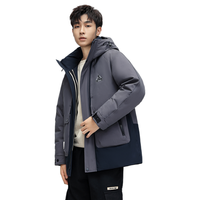 雪中飞 SNOWFLYING 冬男士短款羽绒服连帽商务绅士休闲纯色保暖简约