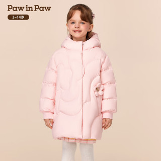 PawinPaw卡通小熊童装25年冬季女童中长款羽绒服 Pink粉色/25 140