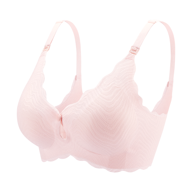 婧麒 前开扣哺乳内衣薄款聚拢1怀孕期喂奶文胸 鎏金蓝 M