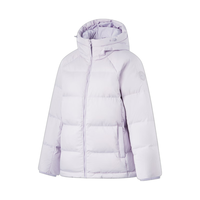 李宁 LI-NING防泼水短羽绒服女子春季时尚80%鸭绒运动羽绒服AYMU108 海盐紫-3