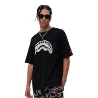 SPRAYGROUND 夏季鲨鱼嘴大Logo印花裂纹美式休闲短袖T恤