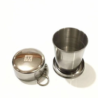双立人德国双人不锈钢伸缩杯子便携折叠杯酒杯随身折叠水杯野营水柄 二个 1ml 150ml折叠杯316材质