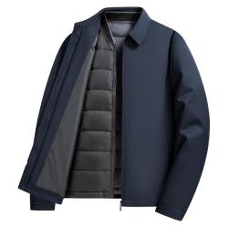 罗蒙 可拆卸内胆翻领鹅绒羽绒服 商务25030T藏青