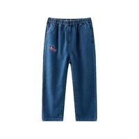 马骑顿（MQD）MQD童装女童牛仔裤2024秋季甜美时尚儿童老爹裤休闲长裤子 中牛仔蓝 1