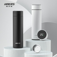 哈尔斯（HAERS）智能保温杯男女士水杯大容量304不锈钢茶杯便携车载办公室杯子 黑色480ml【触屏显温】