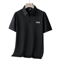 JEEP SPIRIT吉普短袖T恤男夏季polo衫半袖翻领商务休闲舒适透气 黑色 XL
