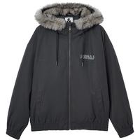 杰克·琼斯(JACK&JONES)男装25年秋冬季连帽棉服男士仿貂皮毛绒棉衣宽松短款休闲夹克外套 E44黑砂色 卡码拍大 预售12月5日发货 L (180)