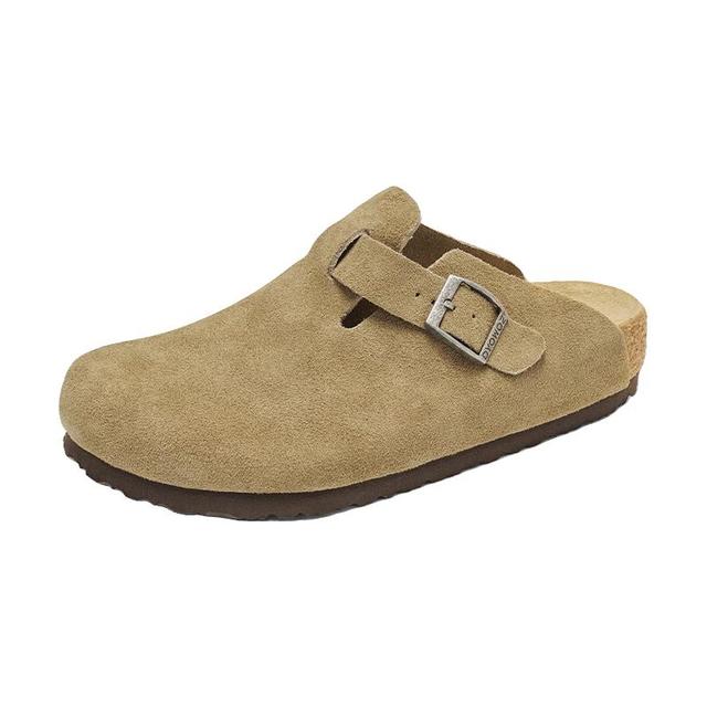 PLUS会员：东园物作 软木拖鞋真皮休闲日系时尚百搭外穿防滑款Boston半包勃肯鞋 深卡其