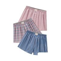 佐丹奴内衣裤男装三件装纯棉梭织撞色平角内裤 18174139 01蓝红/红蓝/红白条色 L