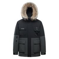 雪中飞 SNOWFLYING【高峰滑雪系列】大毛领短款羽绒服冬时尚工装风防寒连帽羽绒服男