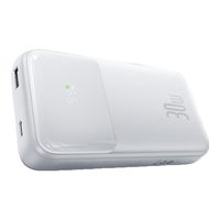 倍思明电 自带双Type-C线充电宝 30W超级快充20000毫安时 大容量移动储能户外电源苹果15系列/华为 「冰透自带线」⭐升级快充/白