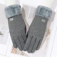 达芬奇密码 冬天加绒加厚保暖女士手套 可触屏
