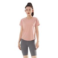 361°夏季瑜伽T恤女圆领短袖上衣跑步透气女士运动T恤