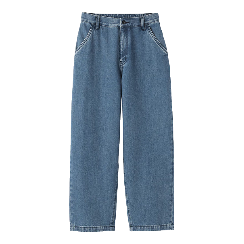無印良品 MUJI（無印良品 ）女式木棉混牛仔宽版锥形裤女款裤子25年春季女装 浅蓝色 BE1XGA5S