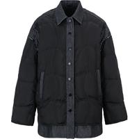 初语假两件羽绒服女2025冬季新款发热抗菌抗静电科技保暖衬衫外套 深咖色 M