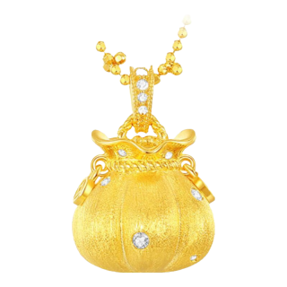 周大生 财源滚滚纯银项链福袋毛衣锁骨链新中式本命年