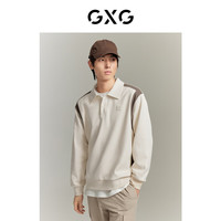 GXG奥莱城市通勤双色翻领撞色肌理挺阔长袖卫衣2023 米黄色 3XL