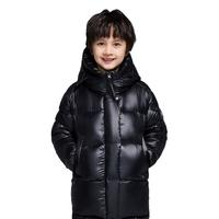 HIGHROCK 天石 秋冬户外白鹅绒羽绒服男童长款加厚女童连帽鹅铠甲儿童亲子装G614 黑色 160