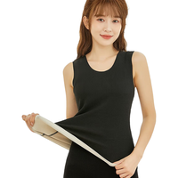 浪莎保暖背心女士无痕秋冬季抗菌加厚磨毛紧身打底衫单件内搭女秋衣 黑色 L (95-120斤)