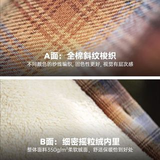 马登 MADEN工装摇粒绒格纹衬衫外套男美式复古格子加绒保暖男士长袖衬衣秋冬 蓝棕色 【袖子不加绒】