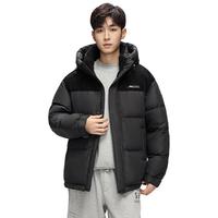 鸭鸭(YAYA)羽绒服男短款立领连帽中青年保暖2025冬季户外工装外套 黑色 M 170(100-120斤)