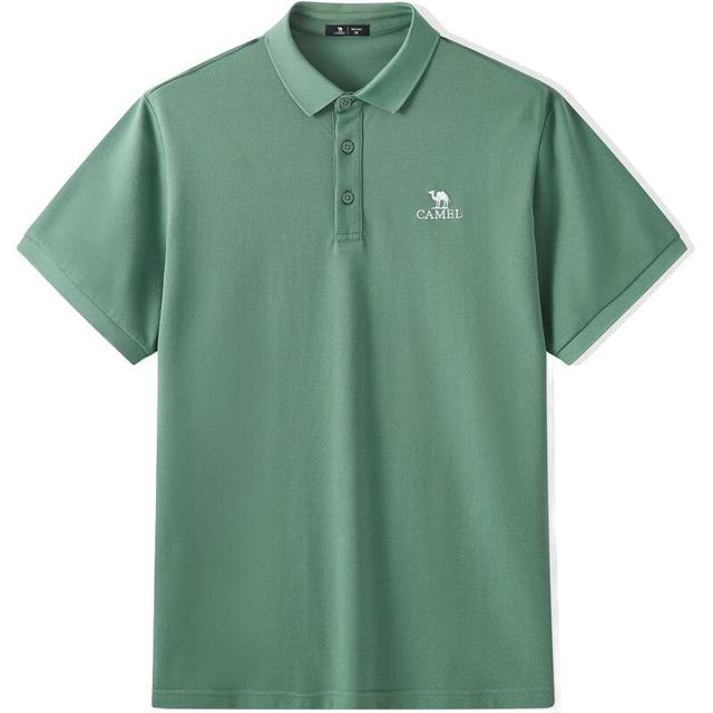 骆驼 POLO衫男士透气宽松通勤翻领商务休闲短袖夏季 苍绿色 充值购物金更划算