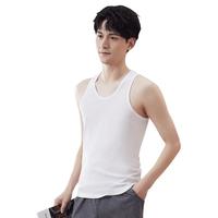 猫人猫人无袖背心男士白色纯棉无袖紧身运动夏季打底衫男2件装 XXXL 白+白