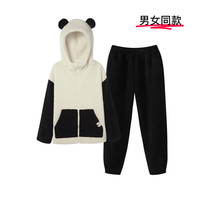 ubras熊绒绒|熊猫家居服珊瑚绒睡衣冬季男女同款套装 S