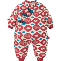 迷你巴拉夹棉连体衣拜年冬季新秋外出2025婴儿衣服红色 红色调00366 90cm