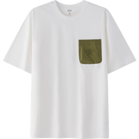 Gap 盖璞 男女士凉感撞色拼接口袋短袖T恤百搭上衣 463221 蓝灰色 S