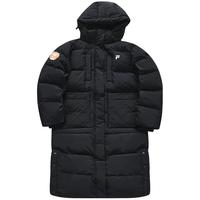 FILA FUSION斐乐潮牌长款羽绒服女装时尚宽松连帽外套 正黑色-BK 160/80A/S
