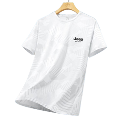 JEEP SPIRIT 吉普冰丝短袖t恤男夏季休闲半袖上衣服圆领户外速干轻薄 深蓝 XL XL（120斤-135斤）