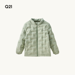 Q21 男女童95白鸭绒立领格子短款羽绒服
