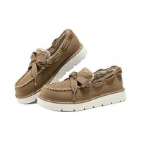 斯凯奇(Skechers)女鞋加绒保暖时尚单鞋低帮软底防滑休闲平底鞋114765 栗色/CSNT 38.5