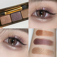 FOMIX 绚闪秘境三色眼影盘珠光细闪提亮哑光高光大地色便携眼影卧蚕 05#焦糖暖栗