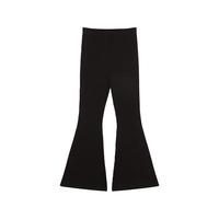 小猪班纳女童秋季喇叭裤2025长裤纯色休闲高腰显瘦百搭微喇裤子 经典黑 140 *身高130-140cm