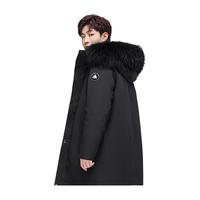 雅鹿羽绒服男中长款连帽冬季时尚休闲貉子毛领外套潮NR 黑色 XXL