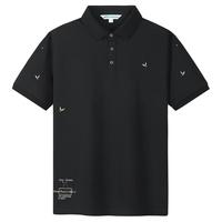 MARK FAIRWHALE/马克华菲 金线刺绣 男士POLO衫 黑色001 185/2XL