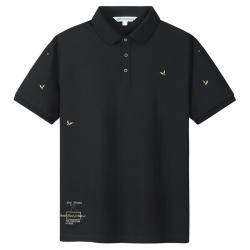 马克华菲 金线刺绣 男士POLO衫  黑色001 185/2XL
