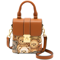 小熊依恋 手机包女夏季款高级感迷你斜挎包袋单肩包女包 泰迪熊棕色