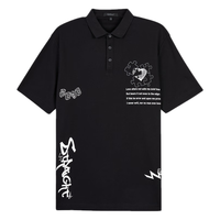 CABBEEN卡宾男装时尚polo衫男短袖纯棉2022夏爱心拼图绣花短袖青年男士上衣潮 煤黑色01 48/170/M
