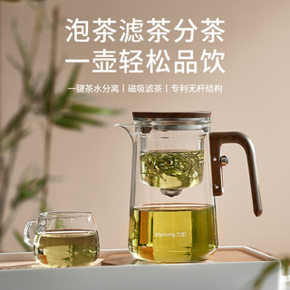 九阳玻璃茶壶耐热飘逸杯磁吸式泡茶杯泡茶器泡茶壶茶水分离杯 【磁吸式一拨即滤】WR504- 800ml