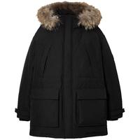 JACK&JONES/杰克琼斯 E43 中长款防泼水大毛领连帽羽绒服