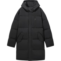 GXG男装 简约休闲长款羽绒服男连帽羽绒外套通勤保暖 24冬季 黑色 165/S