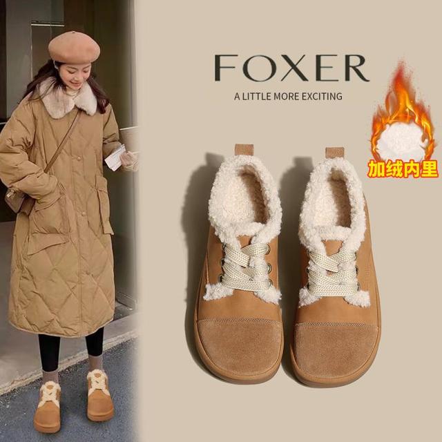 金狐狸 2025新款秋季深口时尚百搭单鞋豆豆鞋加绒保暖勃肯毛毛鞋女鞋