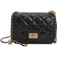 BeLLE 百丽 包包2024夏商场碎银几两小方包小号羊皮小香风斜挎包X6917BX4 黑色 F